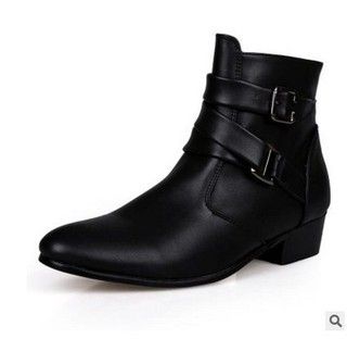 Men's High-Top Chelsea Boots - Stylish PU Leather Ankle Boots With Side Zipper, Slip-Resistant Rubber Sole, Comfortable & Fashionable For Casual_vogvips.com