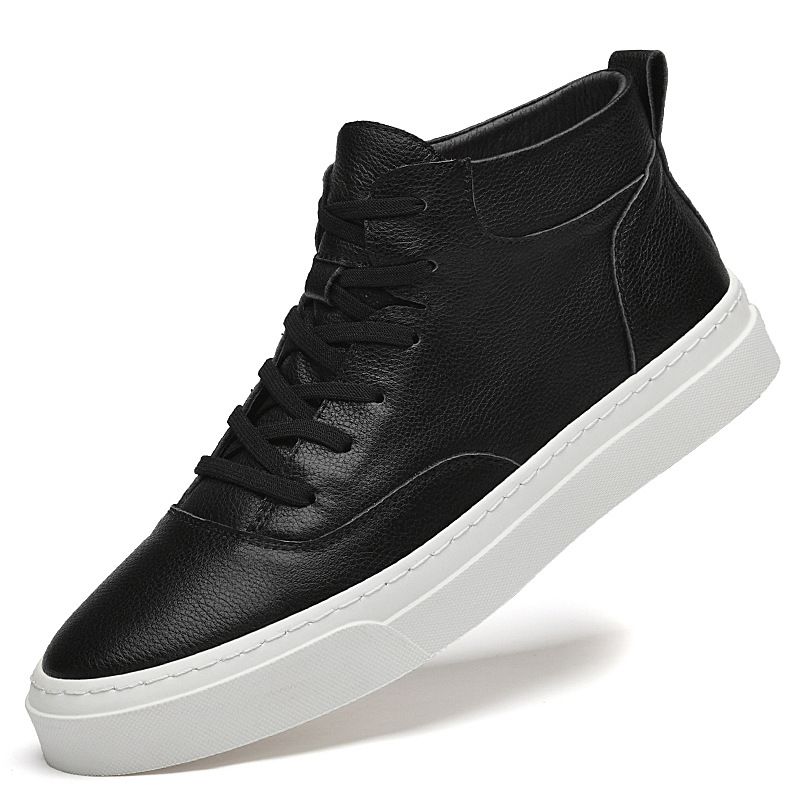 Men's Shoes Medium Top Board Shoes White Shoes Casual Shoes Sports Shoes Men's Medium Tube Handmade Short Boots_vogvips.com