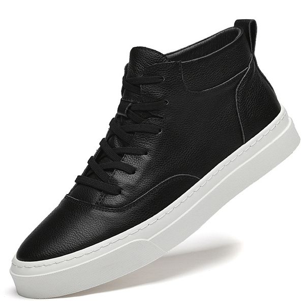 Men's Shoes Medium Top Board Shoes White Shoes Casual Shoes Sports Shoes Men's Medium Tube Handmade Short Boots_vogvips.com