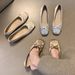 Satin Square Head Ballet Shoes Women's Spring And Summer Versatile Niche Bow Light Mouth Ladyshoes Evening Breeze Gentle Shoes_vogvips.com