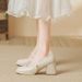 MTX Cheongsam Mary Jane Flats Women 2025 New Fairy Thick Heel High Heels Soft Leather Gentle Bridesmaid Shoes_vogvips.com