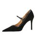 1198-6 Style Black Slim Extra High Heels, Suede Surface, Shallow Mouth, Pointed Toe, And Women's Singles Shoes_vogvips.com