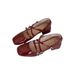 Elegant Square-toed Low-heel Women's 2026 Spring/autumn Stylish Ladylike Mary Jane Black Leather Shoes_vogvips.com