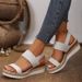 Plus Size Women's Summer New Peep Toe Flat Sandals Elastic Slip On Thick Sole Wedge Heel Sandals For Ladies_vogvips.com