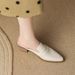 British-style Pointed-toe With Chunky Heels Open Back, Made Of Soft Leather, Vintage Mules For Spring And Summer_vogvips.com
