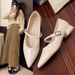 2025 Spring And Autumn New Red Mary Jane Shoes For Women, Chunky Heel, French Style, Versatile, High-End, Pointed Toe,_vogvips.com