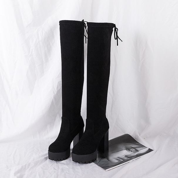 Over-the-Knee For Women, Trendy Autumn Fleece-Lined High Thick Sole Stretch Long Boots, Chunky Heel Martin Boots_vogvips.com