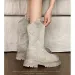Vintage Style Women's Outdoor Mid-Calf Boots For Summer - Lightweight Short Martin Boots Brown Grey_vogvips.com