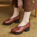 MTX 2025 Spring New Handmade Pointed Toe Genuine Leather Comfortable Chunky Mid Heel Thickened Waterproof Platform_vogvips.com