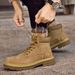Unisex Genuine Pigskin Work Boots - Chunky Sole Mid-Calf Martin Boots For Men & Women (Yellow, Sizes 35-44)_vogvips.com