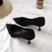 Black Professional Formal Work 5cm Pointed Toe Shallow Mouth Low High Stiletto Single Shoes Women Cat Heels_vogvips.com
