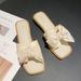 Trendy Square-toed Bowknot Slippers Women, Fashionable And Versatile For Summer Outings, Low-heeled, Non-slip,_vogvips.com