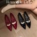 Women's Shoes Temperament Dinner ~ Pointed Double Bow Shallow Flat Mary Jane Single Shoes Women's Banquet Shoes_vogvips.com