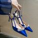 French Style Elegant Evening Dress High Heels Rhinestone Pointed Toe Sandals Women Spring Summer Satin White Wedding_vogvips.com