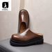 Luxury Platform Man Half Slippers With Heels Genuine Leather 2024 Summer Wedding Business Social Shoes Outside Sandals_vogvips.com