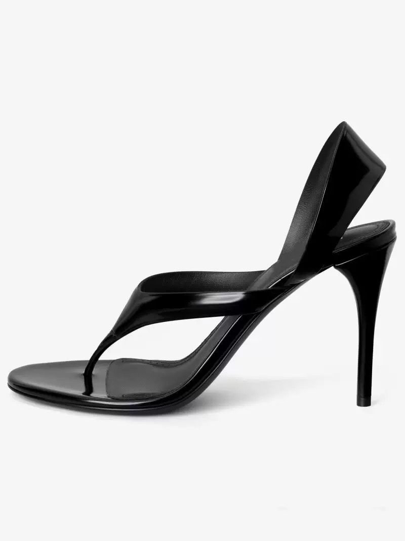 Round Toe With Ankle Strap, Glossy PU Upper & Slip-On Design, Comfortable High Heels For Summer (Sizes 34-46, Multiple Colors)_vogvips.com