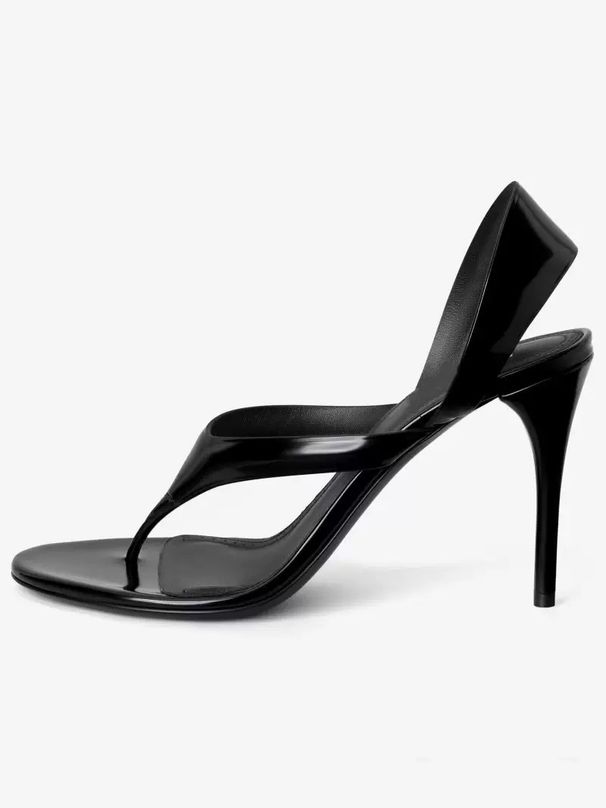 Round Toe With Ankle Strap, Glossy PU Upper & Slip-On Design, Comfortable High Heels For Summer (Sizes 34-46, Multiple Colors)_vogvips.com