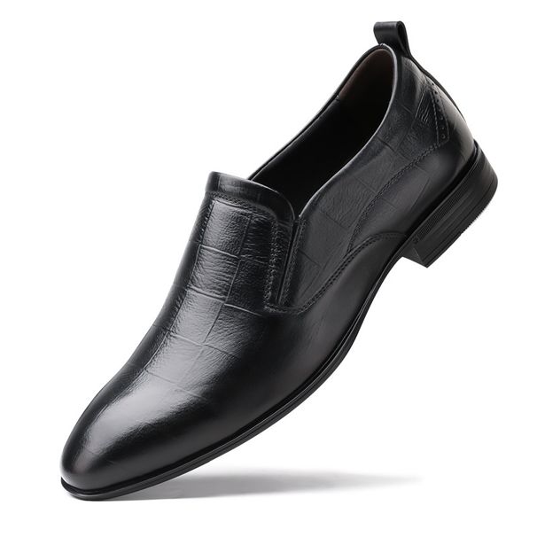 Men's Formal Plaid Leather Shoes Wind Cover Feet Casual Men's Shoes Pointed Wedding Shoes Large Size Shoes_vogvips.com