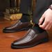 Men's Genuine Leather Slip-On Dress Shoes Comfort Loafers For Spring Autumn_vogvips.com
