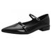 Soft Leather! The Heel Is Step-on! French-style Elegant Single Vintage Black Mary Jane Shoes, Pointed Toe, Strap,_vogvips.com