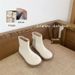 Real Cowhide White Children's Stylish Boots_vogvips.com