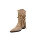 Wasteland Style Tassel Knight Thick Heel Over-the-Knee Long Slimming Pile Western Short Boots For Women_vogvips.com