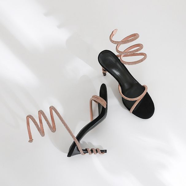In Stock L-222 New 2026 Fairy Style Summer Open-Toe Snake Ring Strap Thin High Heel Sandals For Women_vogvips.com