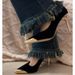 Elegant Black Suede Metal Stiletto Heels For Women - Pointed Toe Dress Pumps With High Heel For Party & Office_vogvips.com