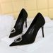 9511-K61 Banquet Women's Shoes With Foot Repair, Slimming Effect, Super Heels, Suede, Shallow Mouth, Pointed Metal_vogvips.com