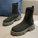 Knit Boots With Slip-Resistant Sole, Comfortable Mid-Heel Casual Winter Boots, Round Toe Design, Soft Knit Upper, Breathable Mesh Lining_vogvips.com