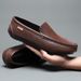 Suitable For All Seasons 2024 New Soft Sole Breathable Lazy Loafers Korean Style Slip-On Business Casual Leather Shoes Men_vogvips.com