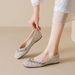 French Pointed Single Shoes Women's Flat Bottom Shallow Mouth Rhinestone Wedding Shoes With Skirt Temperament Women's Shoes_vogvips.com