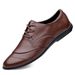 Men's Casual Embossed Plaid Lace-up Leather Shoes Soft Formal Men's Shoes_vogvips.com