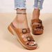 Large Women's Slippers 2025 New Thick And Low Straight Line Belt Buckle Round Toe Casual Shoes Size 35-43_vogvips.com