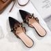 Summer New Baotou Half Cool Tuo Women's Pointed Flat Bottom Riveted Outward Wearing Lazy Muller Shoes Small Size 32-33_vogvips.com