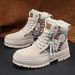 European Warm Series Winter New Fashion Fleece-Lined Couple Thick-Soled Martin Straw Sole Bear Shoes Warm Work Laced Motorcycle Boots_vogvips.com