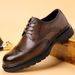 Euro Step Men's New Genuine Leather Business Formal Brogue Carved Wedding Korean Style British Thick Sole Trendy Shoes_vogvips.com