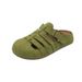 Vintage Niche Hollow Out Closed-Toe Half Slippers For Women, Slip-On Thick-Soled Comfortable Ugly-Cute Backless Boken_vogvips.com