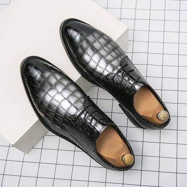 Men's Fashion Men's Shoes New Black Business Derby Shoes Lace-up Genuine Leather British Brown Banquet Dress Wedding Leather Shoes_vogvips.com