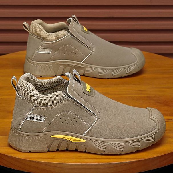 2025 Spring New Style One-Step Soft-Sole Men's Sports Dad Shoes, Durable And Easy To Clean For Work Site Safety Boots For Men._vogvips.com