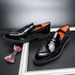 New Fashion Men's Brown Business Casual Loafer Shoes Daily Office Black Buckle Monk Men's Shoes One Foot Cover Banquet Dress Wedding Leather Shoes_vogvips.com