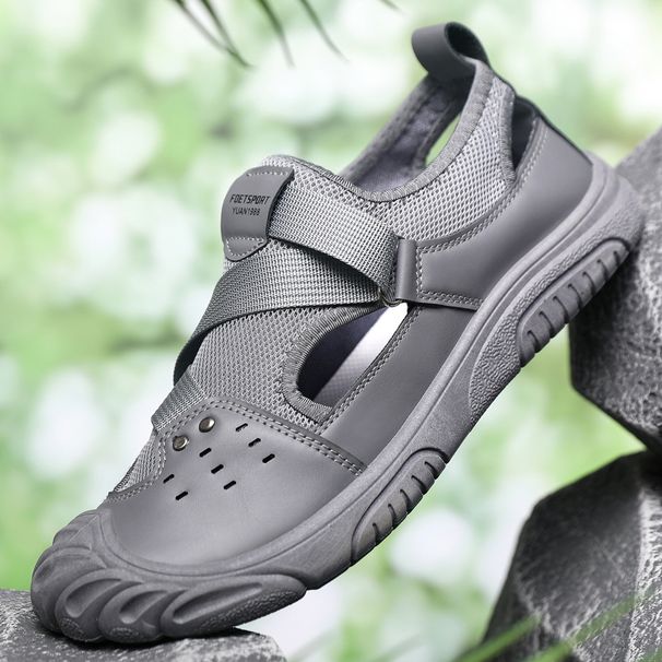 Men's Summer Sandals, Youth Casual Breathable Outdoor Slippers, Closed-toe Soft-soled Dad Shoes, Beach Shoes_vogvips.com