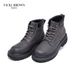 VICKI BROWN Men's Genuine Leather Platform Combat Boots, Soft Padded Insole Comfort Non-Slip Lug Sole Casual Outdoor Ankle Work Boot_vogvips.com