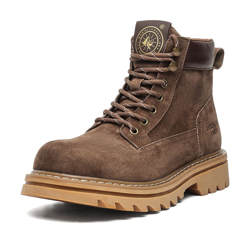 Men's Classic Leather Platform Martin Boots With Anti-Slip Sole, Retro Lace-Up Design For Outdoor & Casual Wear (Sand, Camel, Coffee)_vogvips.com