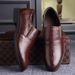 Men's New Trendy Crocodile-patterned Business Formal Slip-on Shoes, Versatile Men's Wedding Leather Shoes_vogvips.com