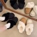 Thick-Soled Snow Boots Furry For Women, Outdoor Wear, Closed-Toe Half Sli, 2025 New Winter Slip-On Plush Cotton_vogvips.com