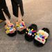 Women's Winter New Slippers For Home And Outdoor Wear, Korean Style Fashionable Thick-Soled Non-Slip Casual Plush Slide_vogvips.com