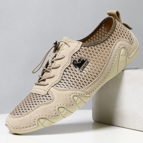Men's Casual Sneakers Large Size Sewn Leather Mesh Shoes Octopus Men's Shoes_vogvips.com