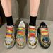 Women's Shoes Spring/Summer New Style Fairy Style Heavy Rhinestone Colorful Lace Up Thick Sole Casual Sports Sneakers_vogvips.com