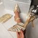 2pcs/ Shoes And Bag Set Crystal Bridal Heels – Pointed Toe Mary Jane Pumps With Rhinestones (Elegant & Secure)_vogvips.com